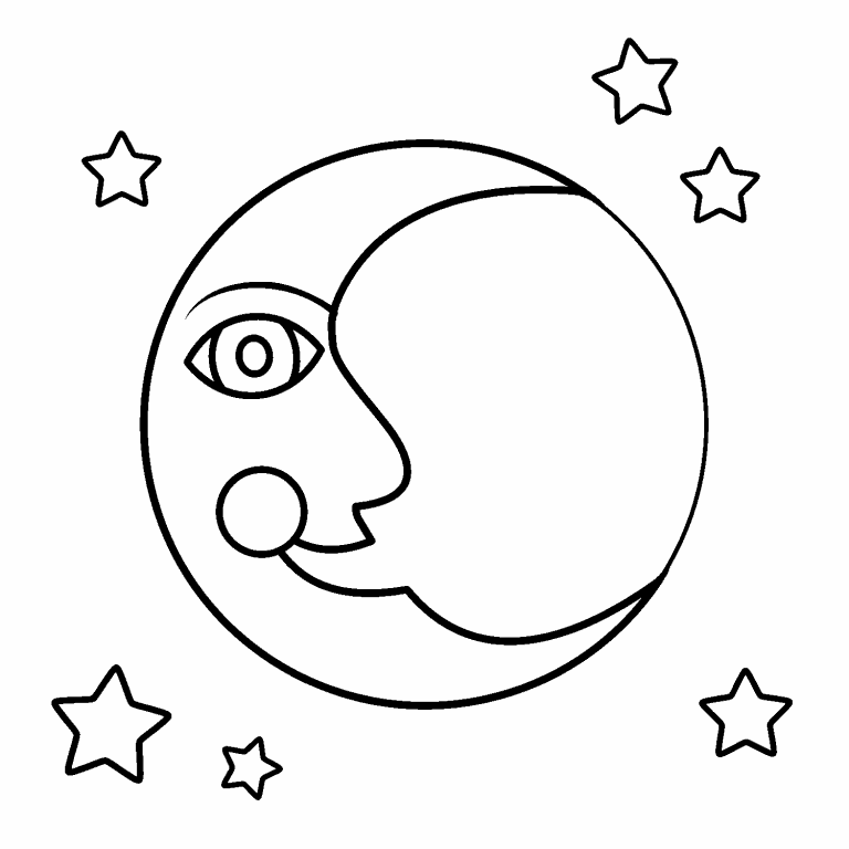 Happy moon coloring page