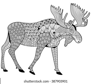 Hakuun moose coloring page adults zen tangle liittyvã vektorikuva rojaltivapaa