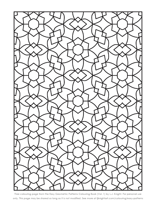 Free easy pattern printable colouring page lj knight art
