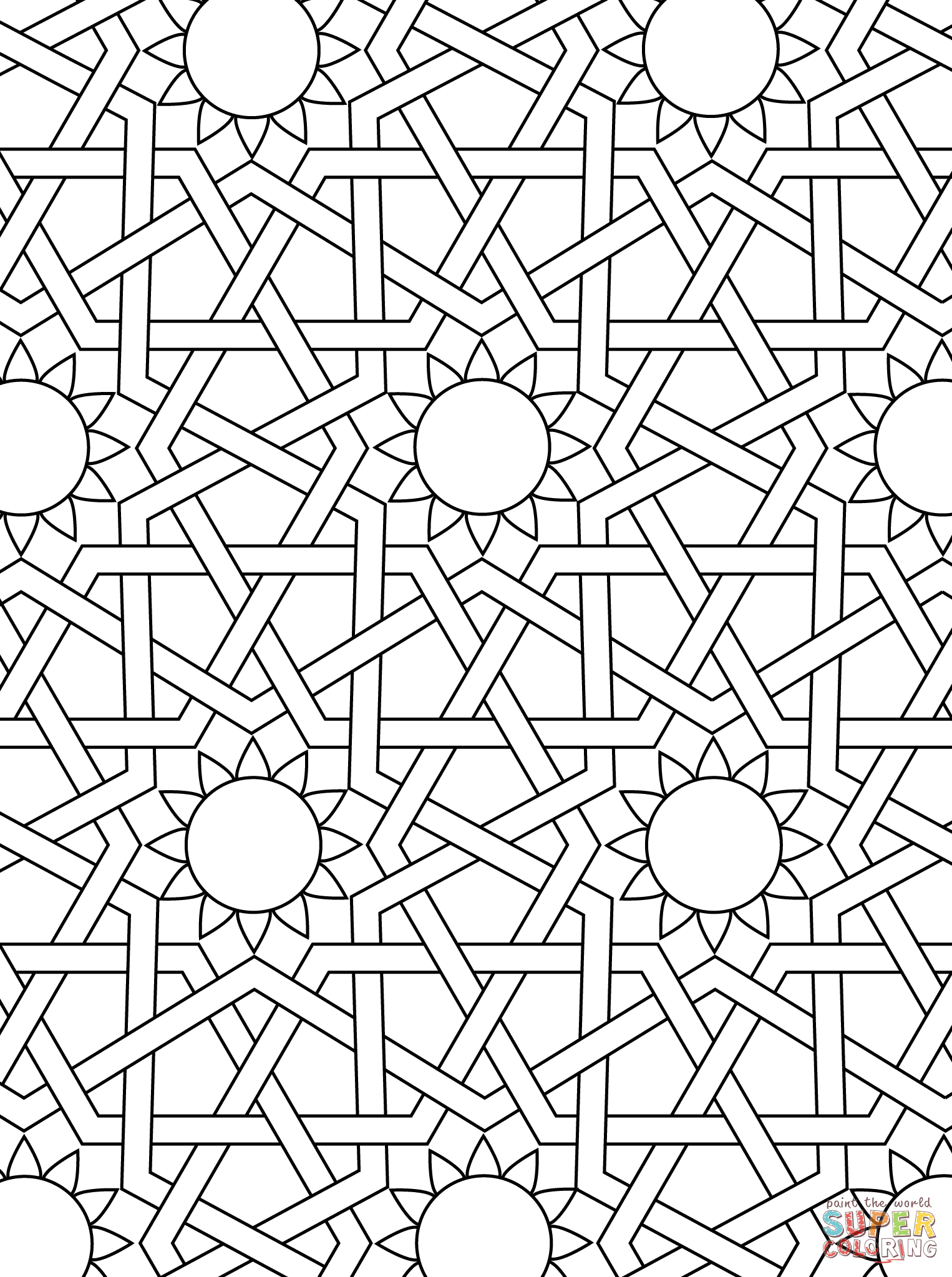 Islamic ornament mosaic coloring page free printable coloring pages geometric coloring pages islamic patterns pattern coloring pages