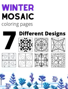 Winter mosaic coloring pages different designs collaborative mosaic