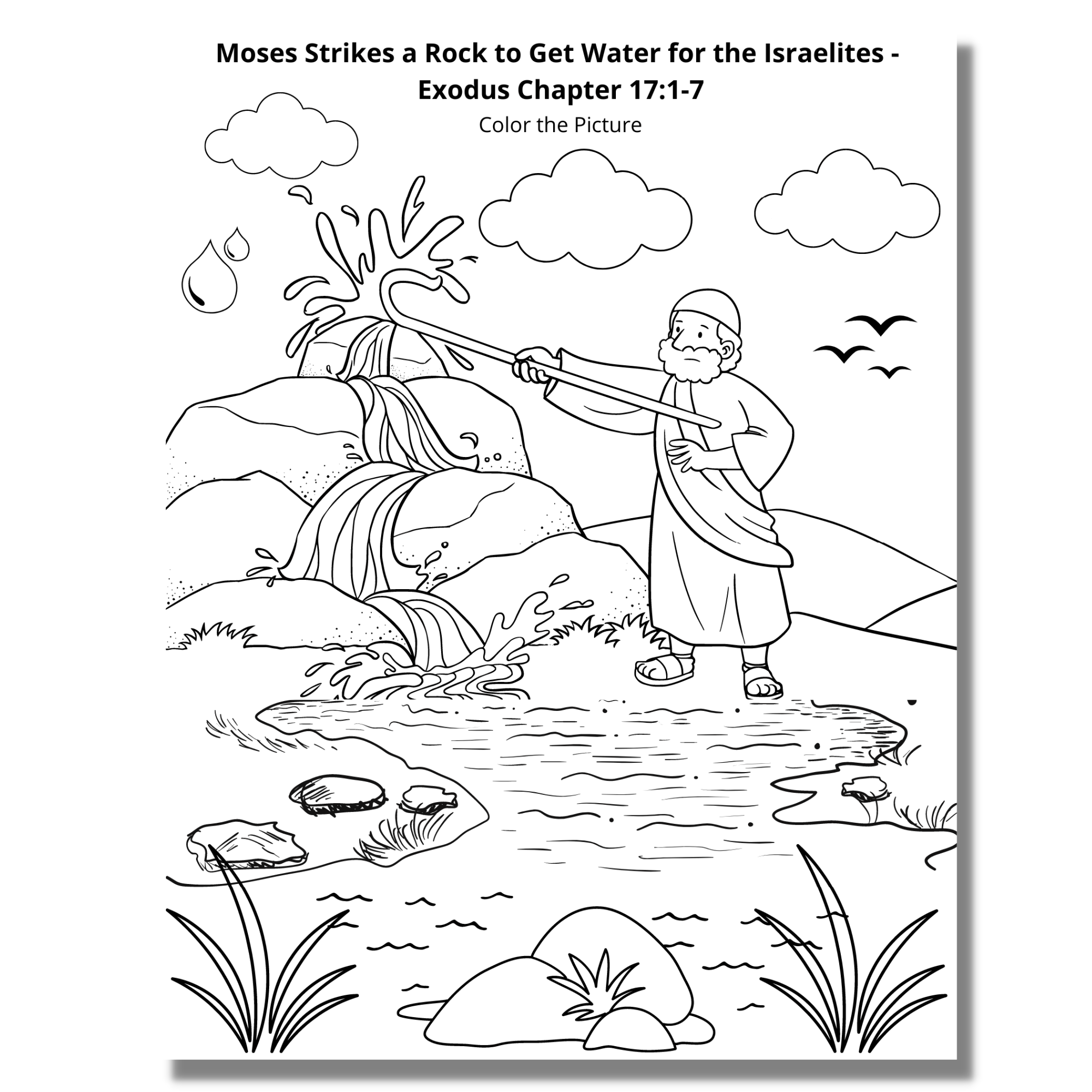 Moses leads the israelites in the wilderness coloring pages â at home with zan printables