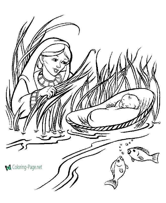 Baby moses bible coloring page