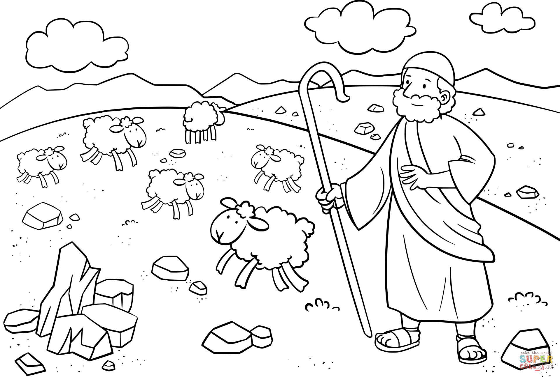 Moses in midian coloring page free printable coloring pages