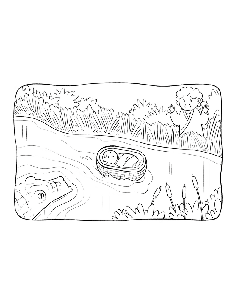 Baby moses coloring page