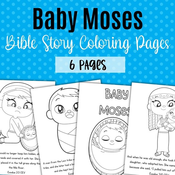Buy baby moses bible story coloring pages bible stories christian lessons sunday school lesson homeschool curriculumkids printable online in india