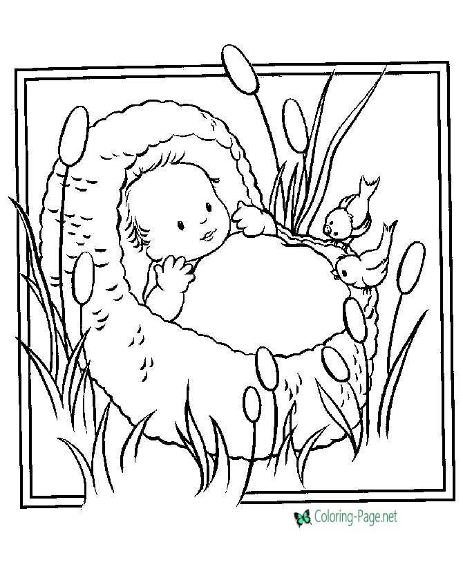 Christian coloring pages baby moses