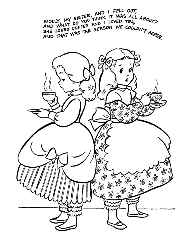 Nursery rhymes quiz coloring page sheets