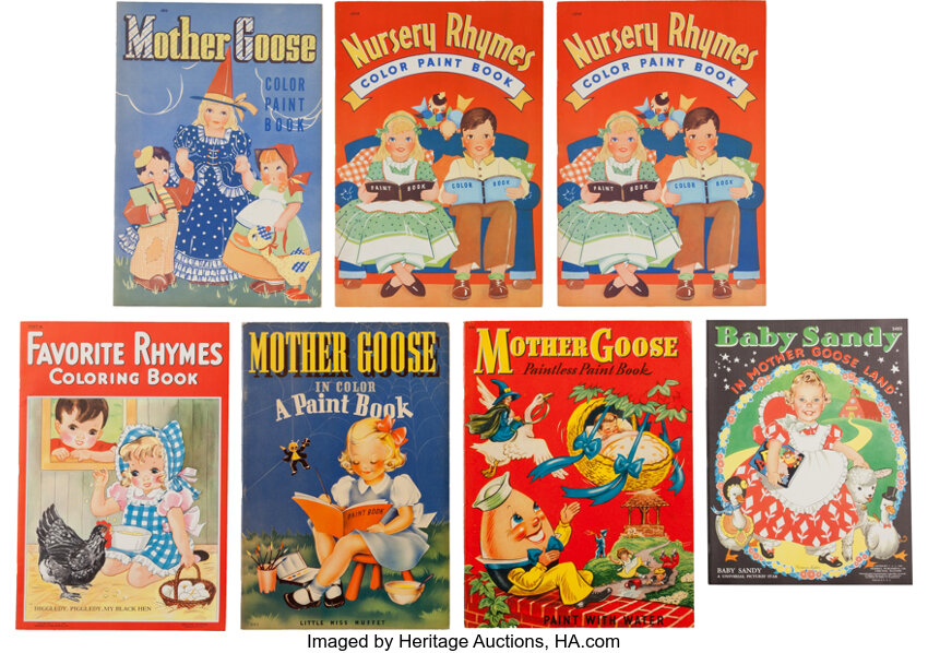 Mother goosenursery rhyme related coloringpaint book group lot heritage auctions