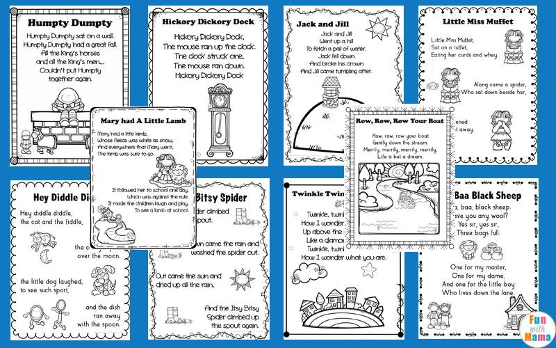 Nursery rhymes printables posters