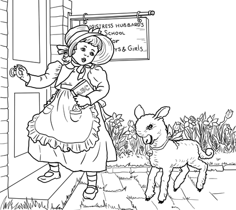 Mary had a little lamb nursery rhyme coloring page free printable coloring pages