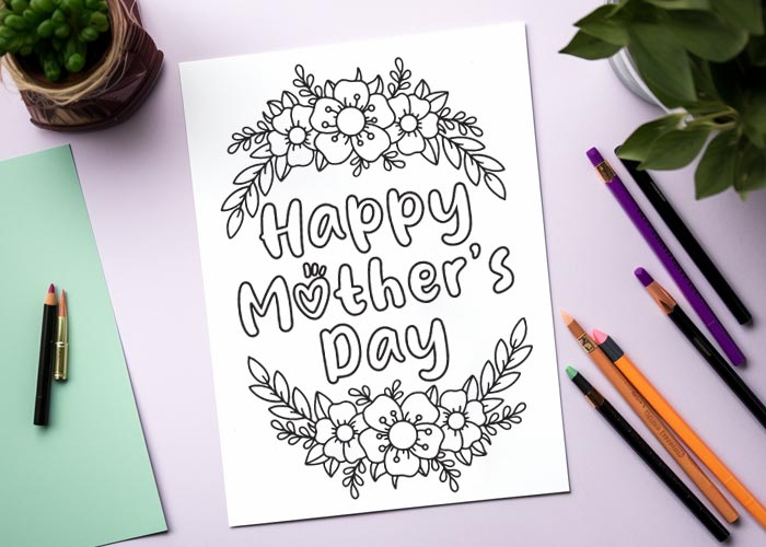 Printable mothers day cards to color free pdf