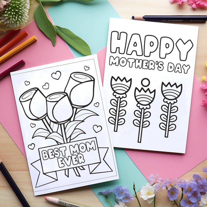 Printable mothers day cards to color free pdf