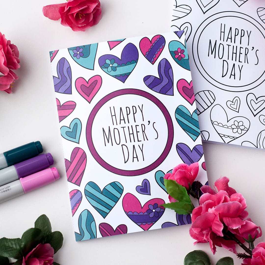 Free mothers day coloring card