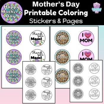 Mothers day printable coloring stickers and pages by succulent teaching llc
