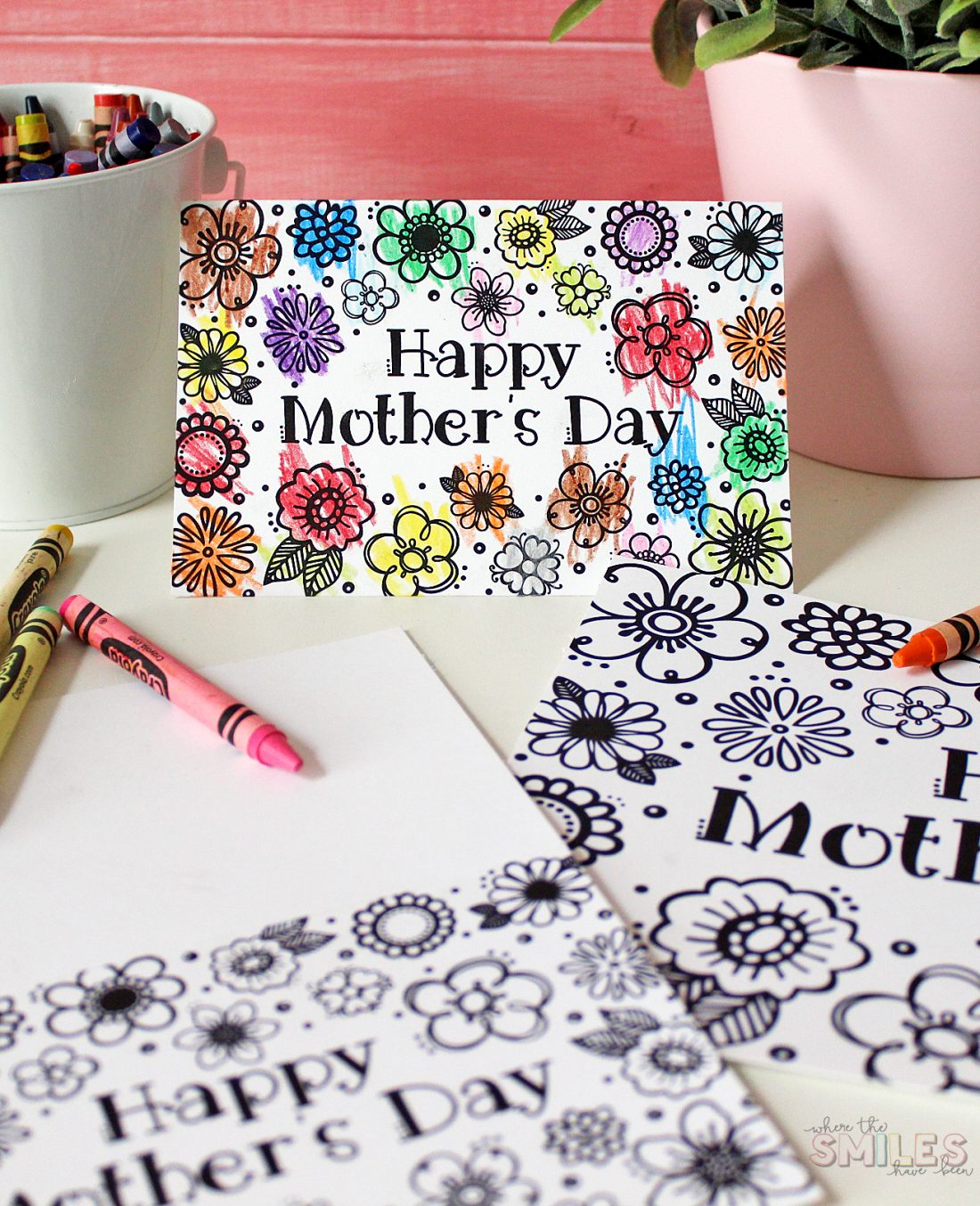 Free printable mothers day card coloring page cut files too
