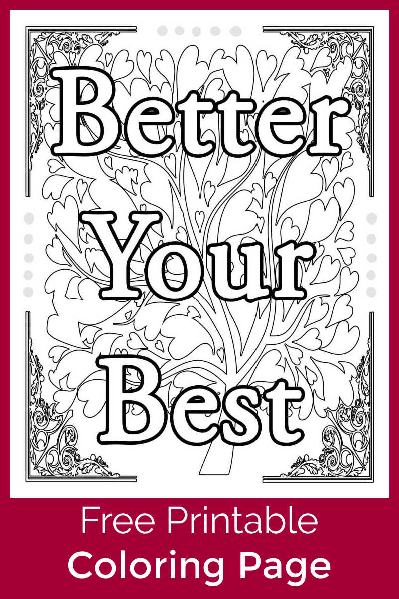 Better your best motivational coloring page