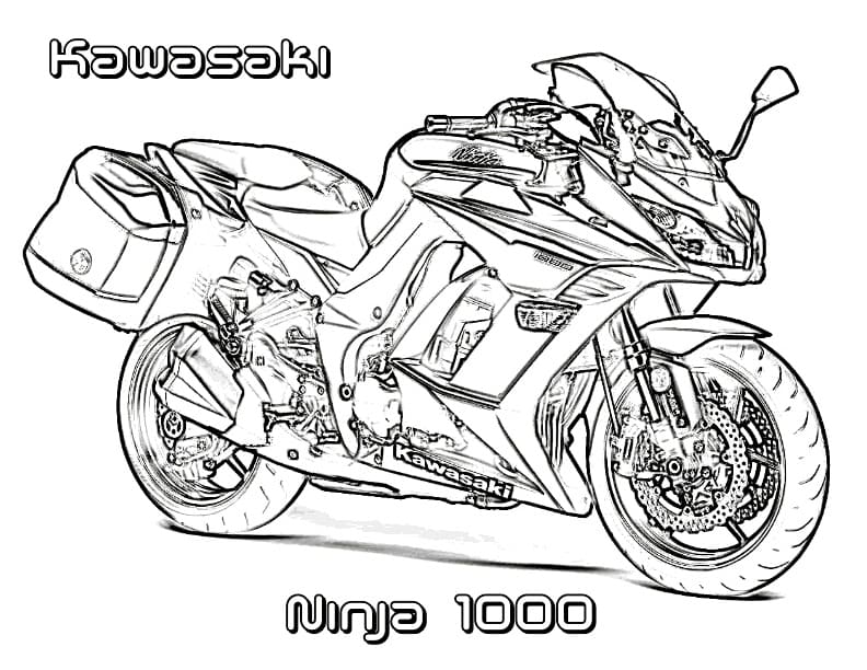 Motorcycle kawasaki ninja coloring page
