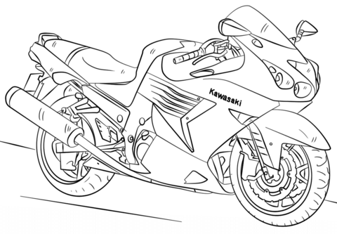 Kawasaki motorcycle coloring page free printable coloring pages