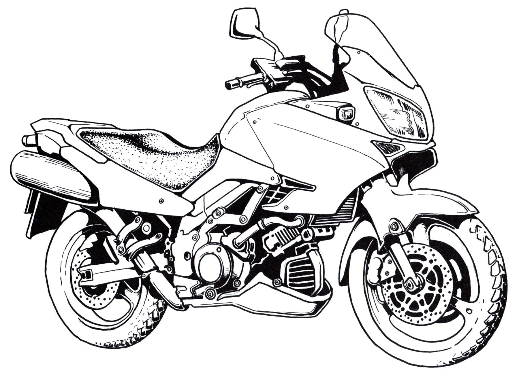 Motorbike free printable coloring page