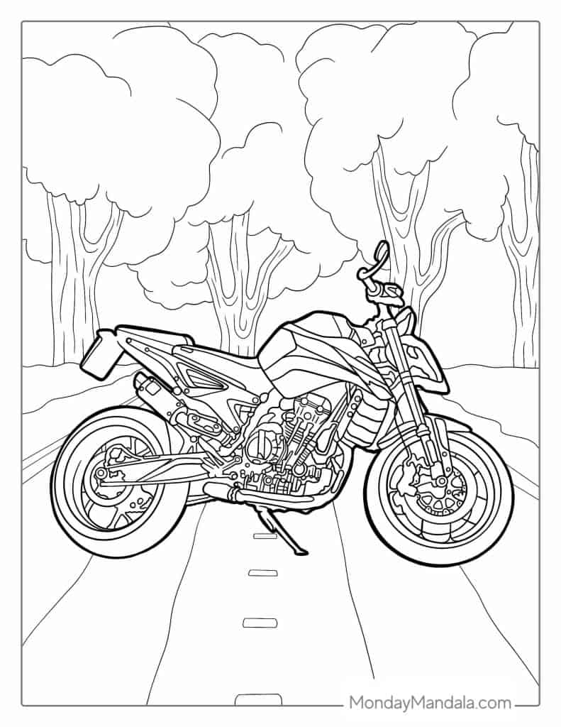 Motorcycle coloring pages free pdf printables