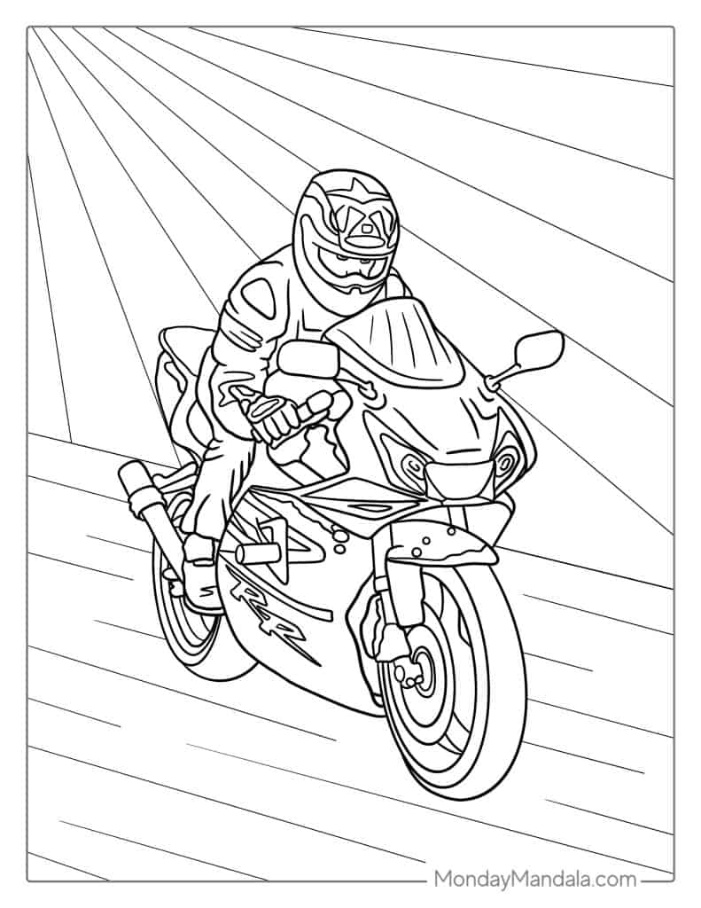 Motorcycle coloring pages free pdf printables