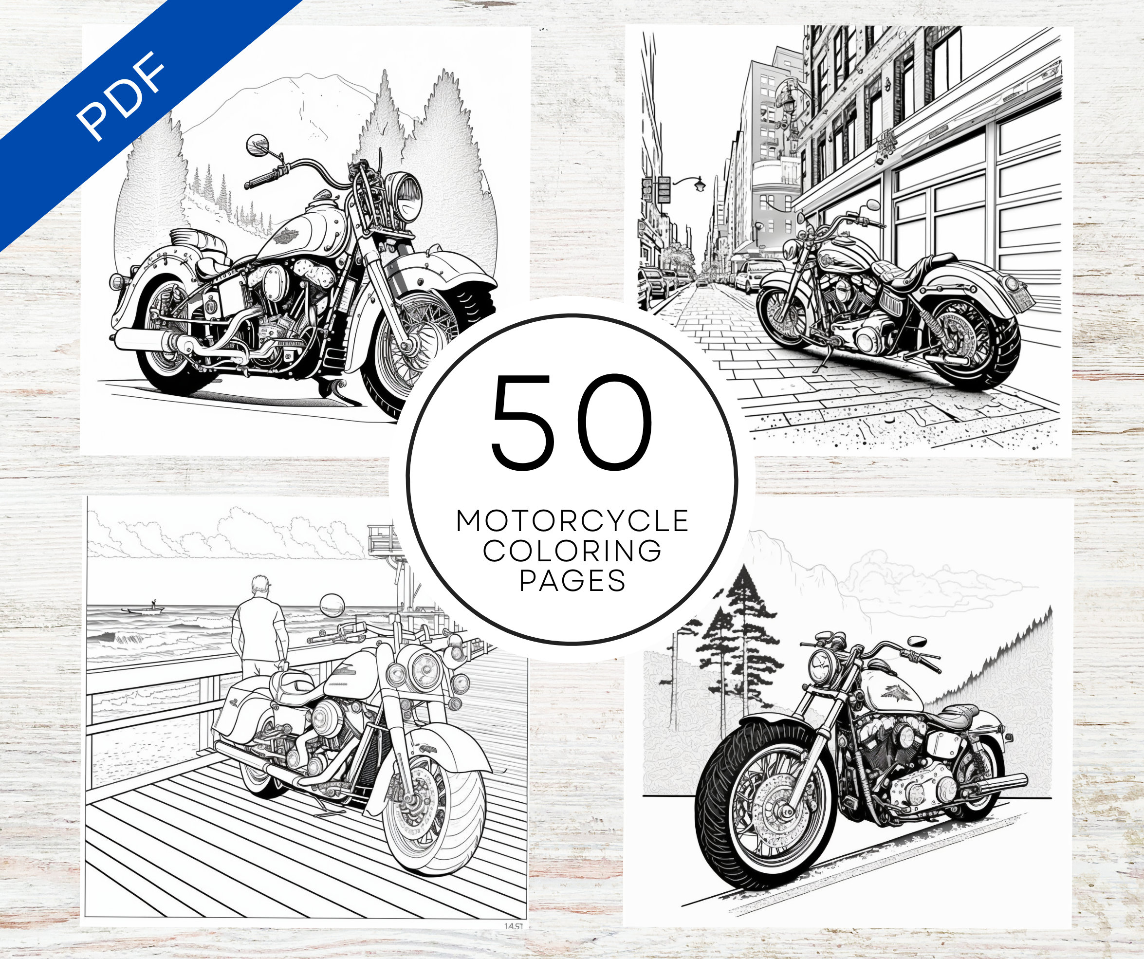 Kdp interior motorcycle coloring pages x printable pdf teens adult coloring book mercial use activity book