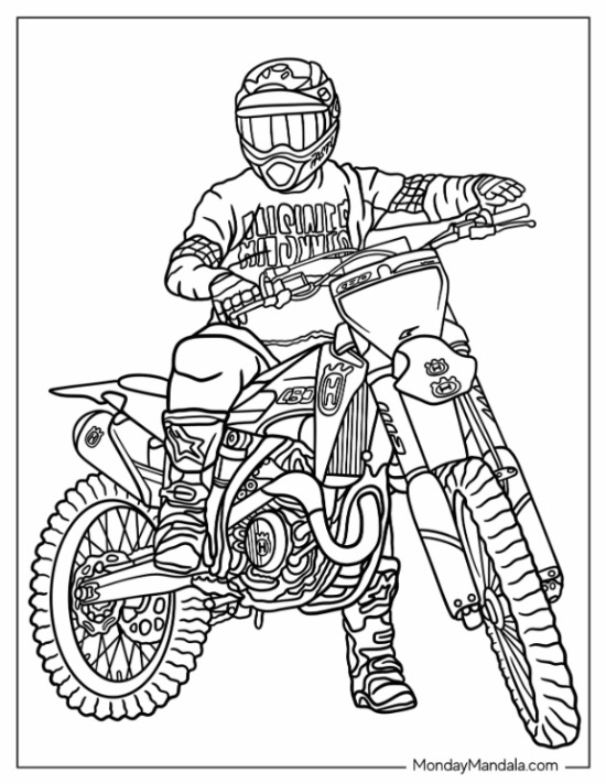 Dirt bike coloring pages free pdf printables