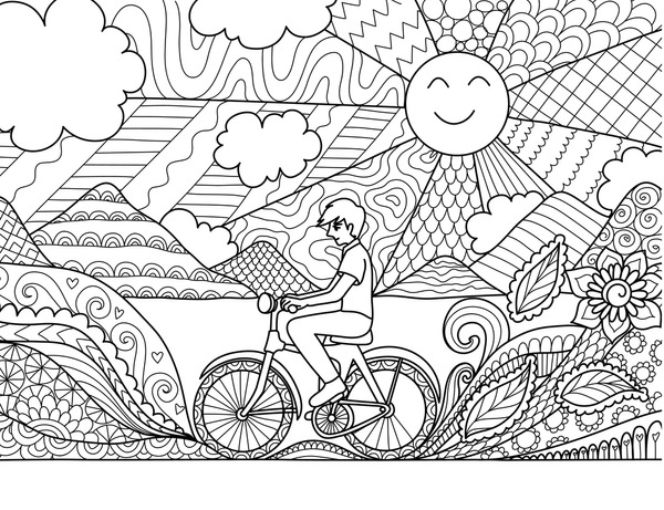 Bike coloring book template royalty