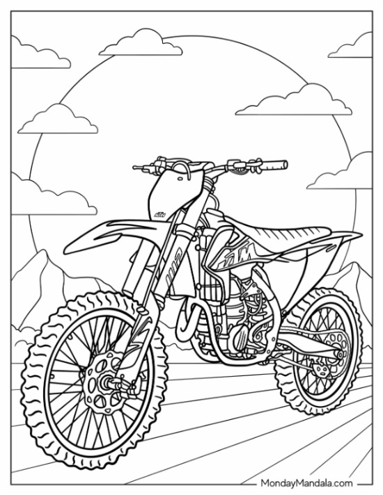Dirt bike coloring pages free pdf printables