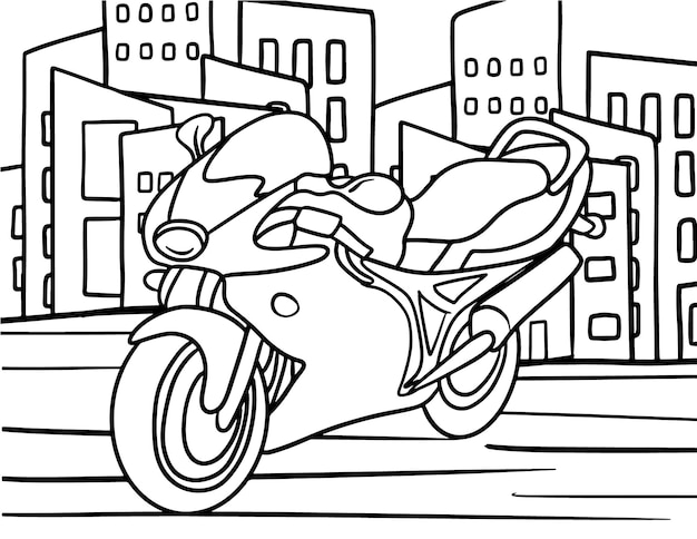 Premium vector motorcycle coloring page for kids vehicle