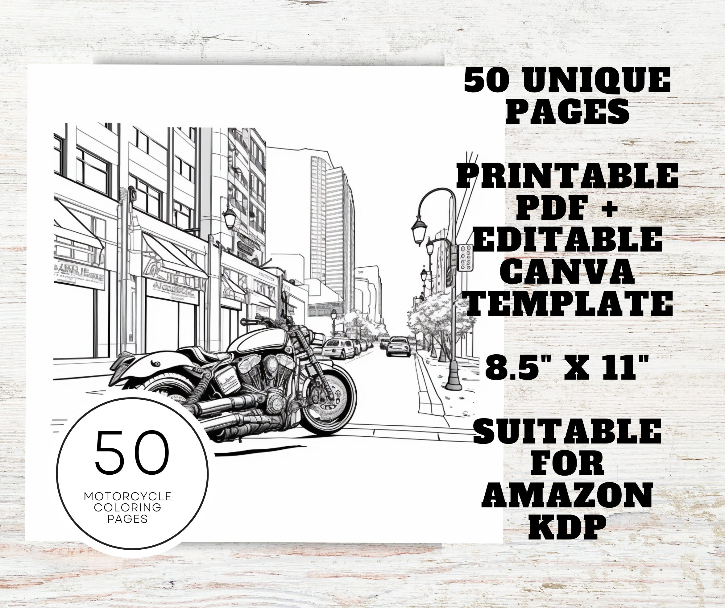 Kdp interior motorcycle coloring pages x printable pdf teens adult coloring book mercial use activity book