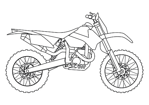 Hand draw style of a vector new motorcycle illustration for coloring book stock illustration