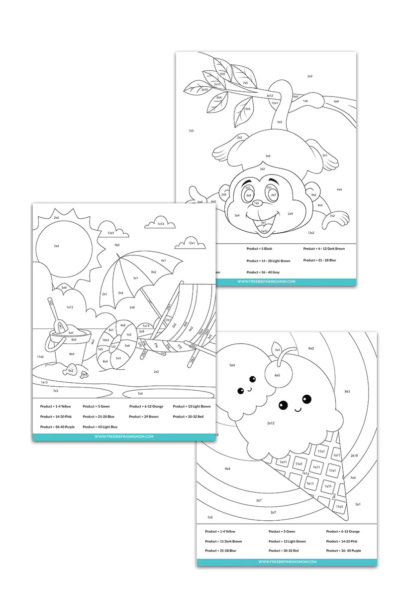 Multiplication color by number worksheets â freebie finding mom