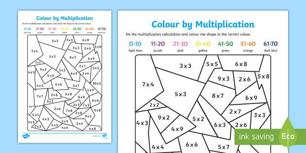 Color by number multiplication worksheet usa