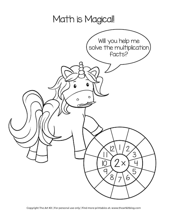 Unicorn math wheels multiplication worksheets coloring pages