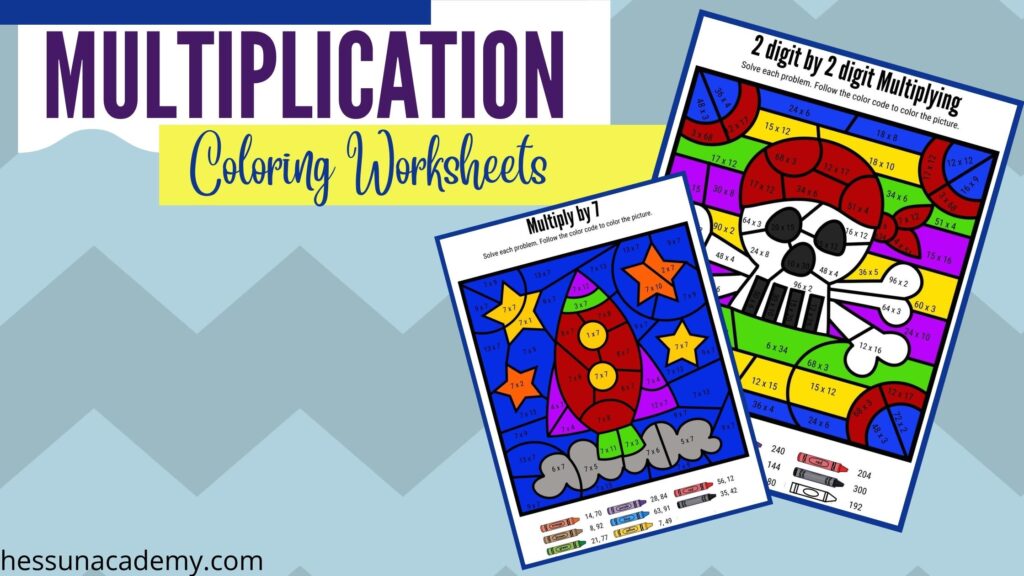 Free multiplication coloring worksheets printables