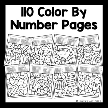 Holiday color by number multiplication worksheets