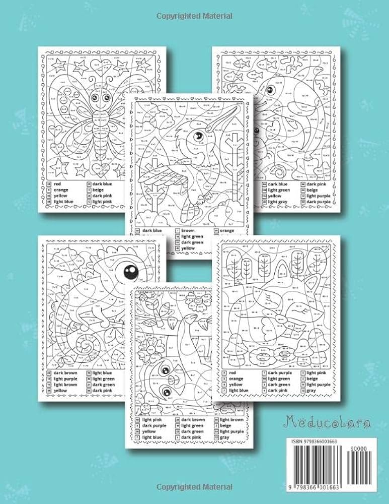 Color by number multiplication and division math coloring book for kids meducolara books