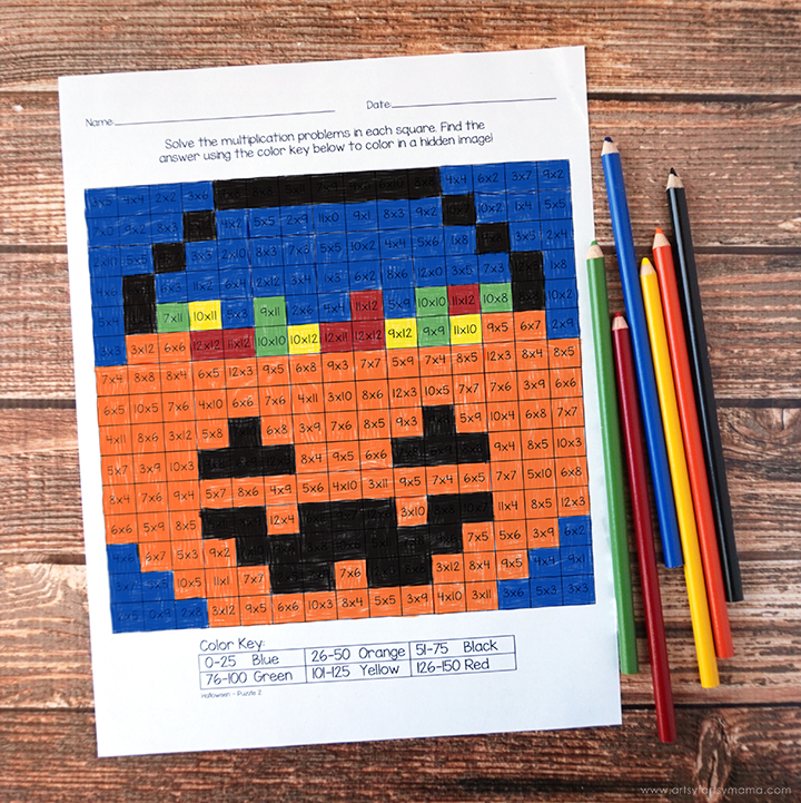 Free printable halloween mystery multiplication worksheets artsy