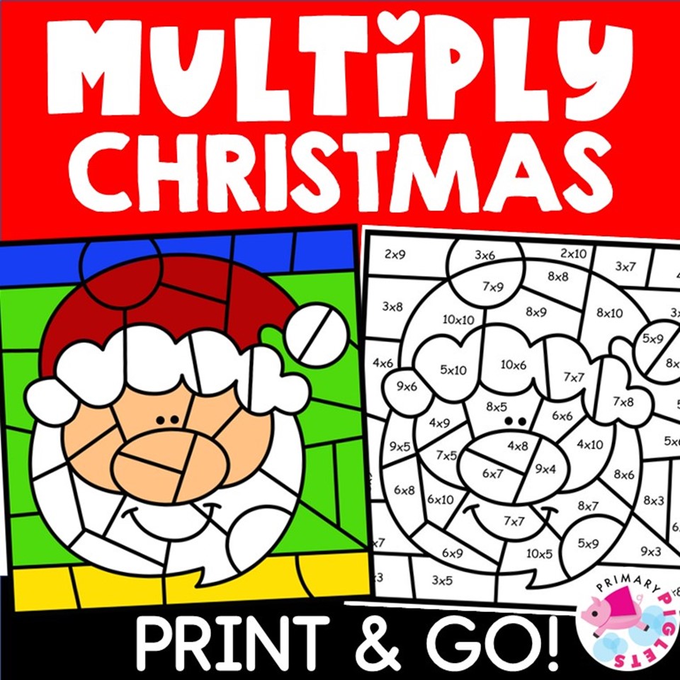 Christmas math coloring pages