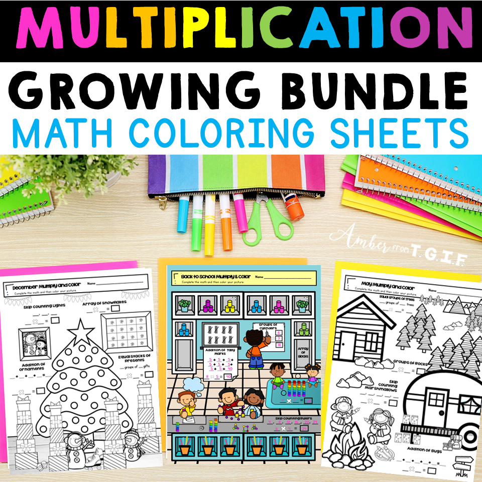 Math coloring sheets growing bundle of multiplication coloring pages made by teachers