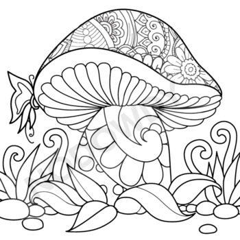 Mushroom coloring mandala pages by nodowdy tpt
