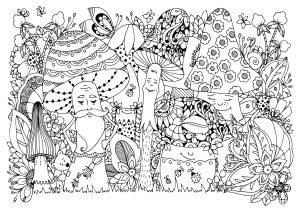 Mushroom coloring for kids