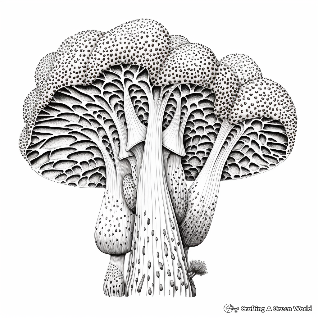 Realistic mushroom coloring pages