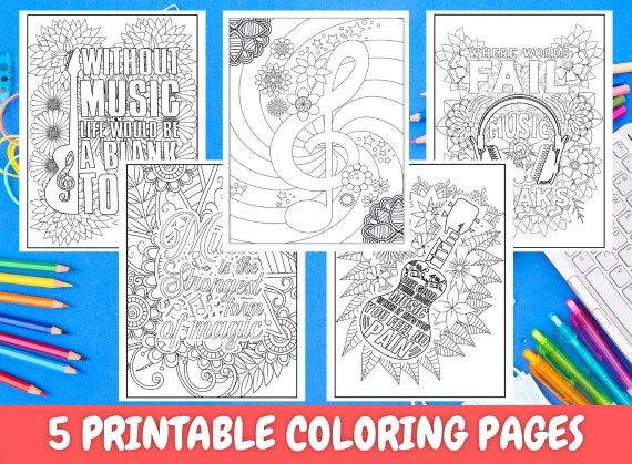 Music coloring pages for adults young adults teen printable musical inspirational coloring pages