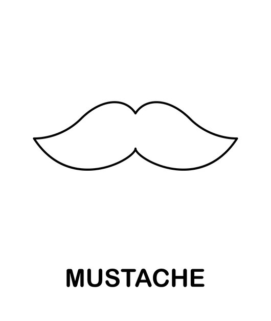 Premium vector coloring page with mustache for kids