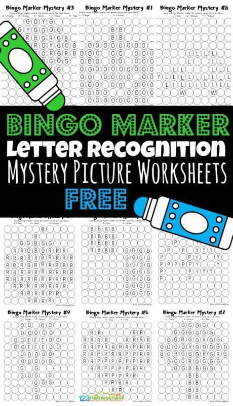 Bingo marker mystery picture worksheets