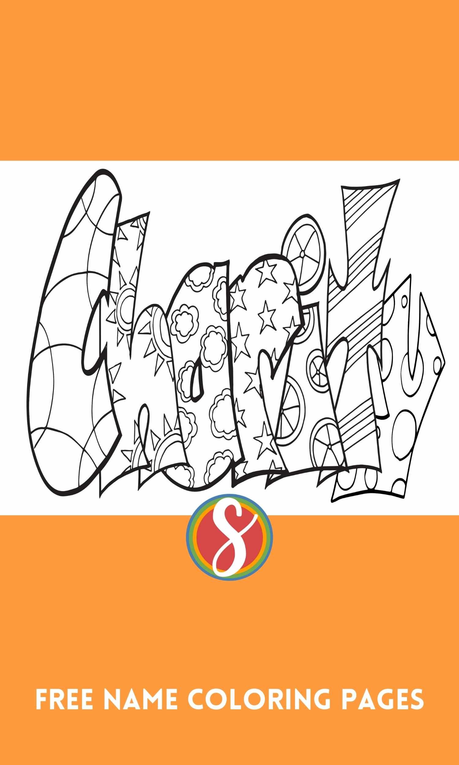 Free charity name coloring page printable â stevie doodles