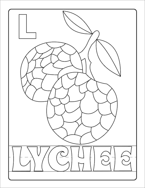 Premium vector alphabetical fruit designs with name coloring pages vector